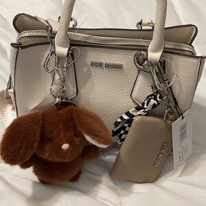 Steve Madden Cream Satchel with Black Accents